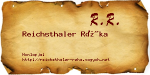 Reichsthaler Réka névjegykártya